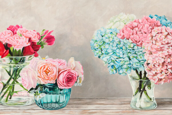 Fleurs et Vases Blanc