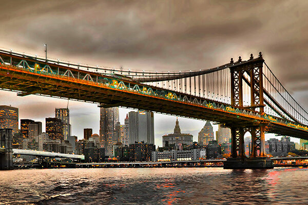 Manhattan Bridge and New York City Skyline