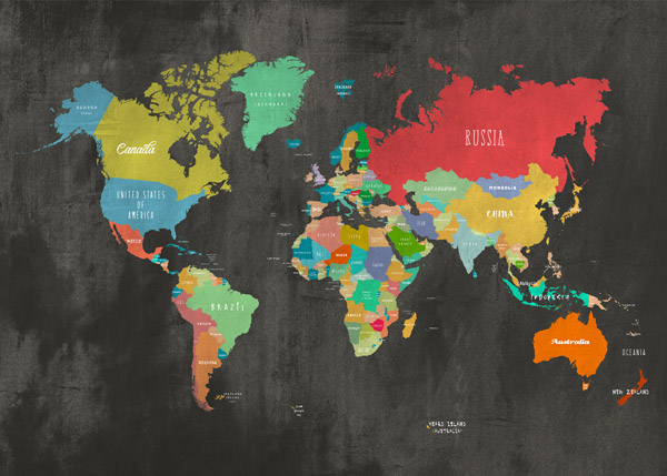 Modern Map of the World (Chalkboard)