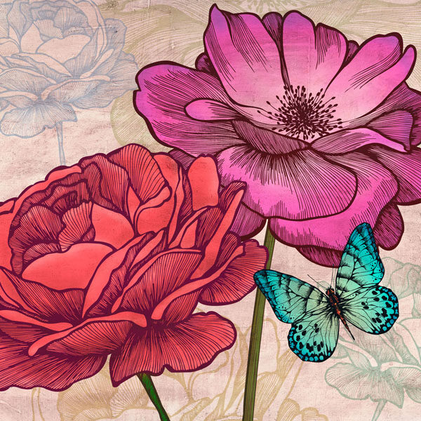 Roses and Butterflies (detail)