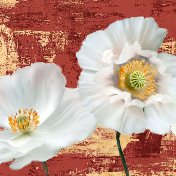 Washed Poppies (Red & Gold) I