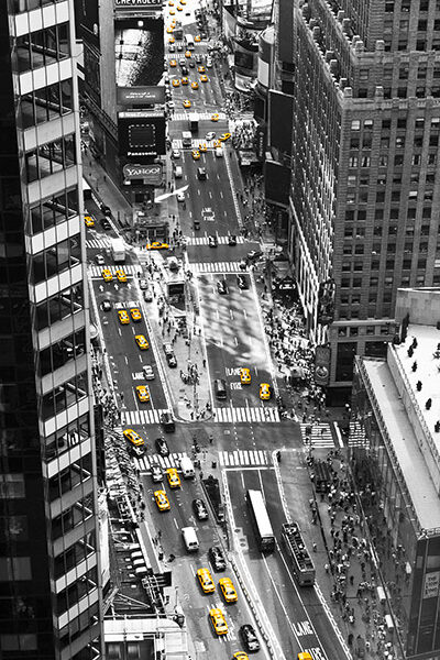 Yellow taxi in Times Square