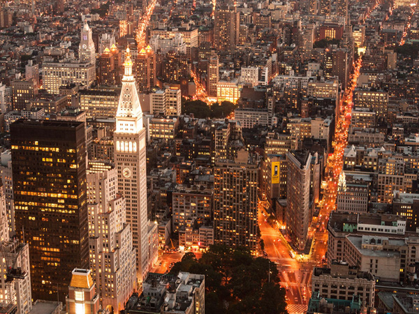 Aerial view of Manhattan with Flatiron Building