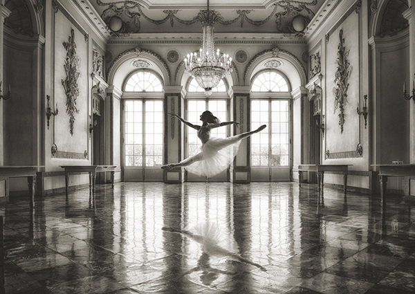 Ballerina in a palace hall