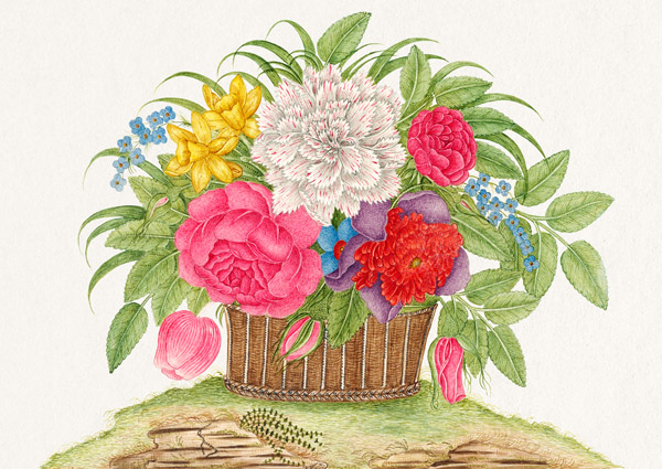 Basket of blooming flowers II