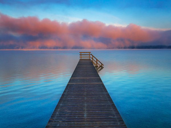 Boat ramp and fog bench