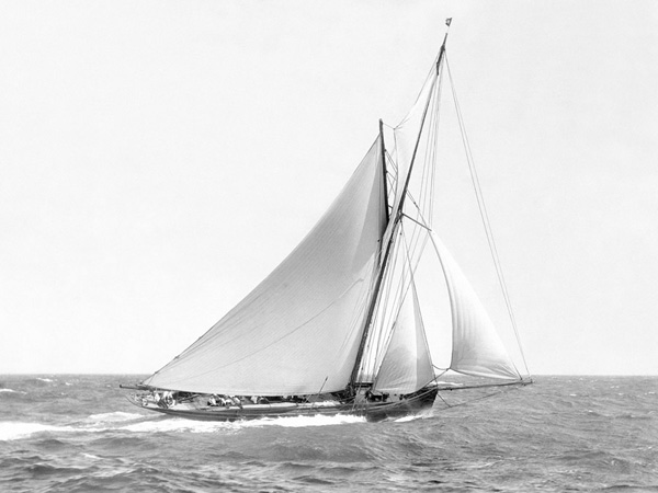 Cutter sailing on the ocean