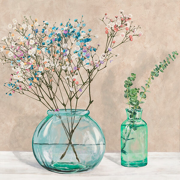 Floral setting with glass vases I
