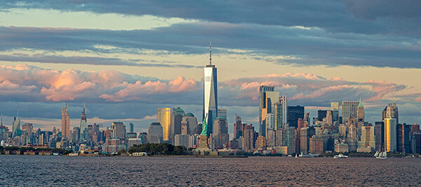 Manhattan with Statue of Liberty and One WTC