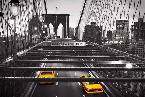 Taxi on Brooklyn Bridge