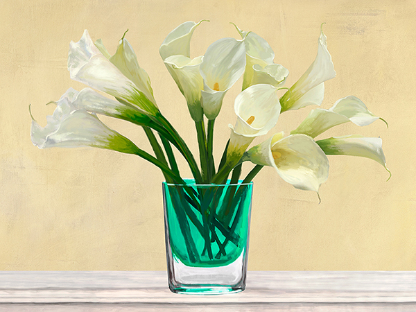White Callas in a Glass Vase