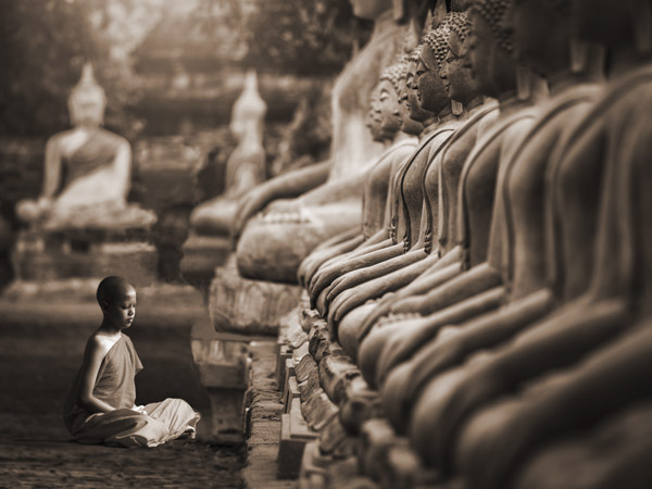 Young Buddhist Monk praying
