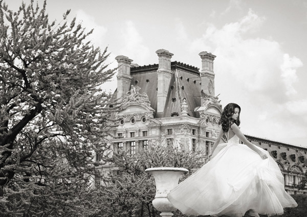 Young Woman at the Chateau de Chambord (BW)