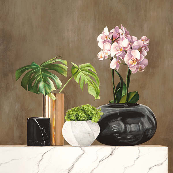 Floral Setting on White Marble II